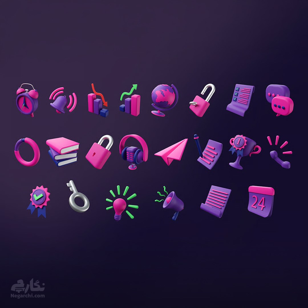 پک آیکون 3بعدی تجاری (Business Icon)