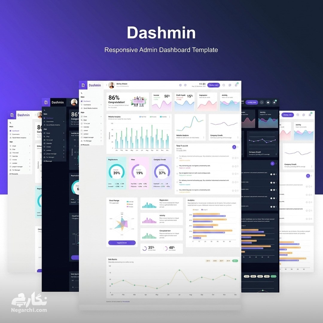 قالب داشبورد مدیریت ریسپانسیو مبتنی بر Bootstrap - دش‌مین (Dashmin)