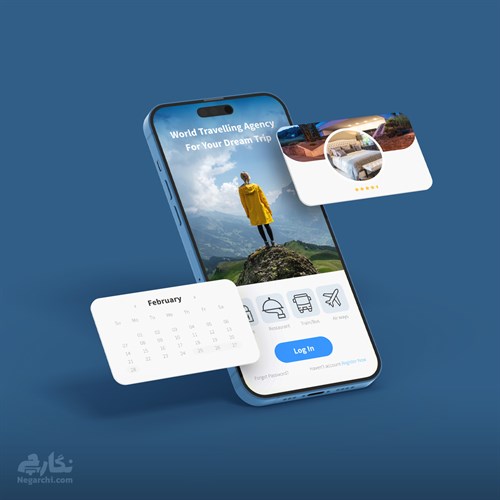 موکاپ صفحات اپلیکیشن با المان‌های شناور (Pop-ups) - فرمت PSD