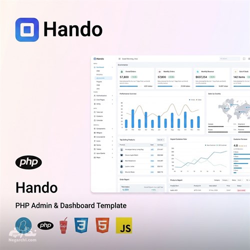 قالب HTML داشبورد مدیریتی با زبان PHP - هندو (Hando)