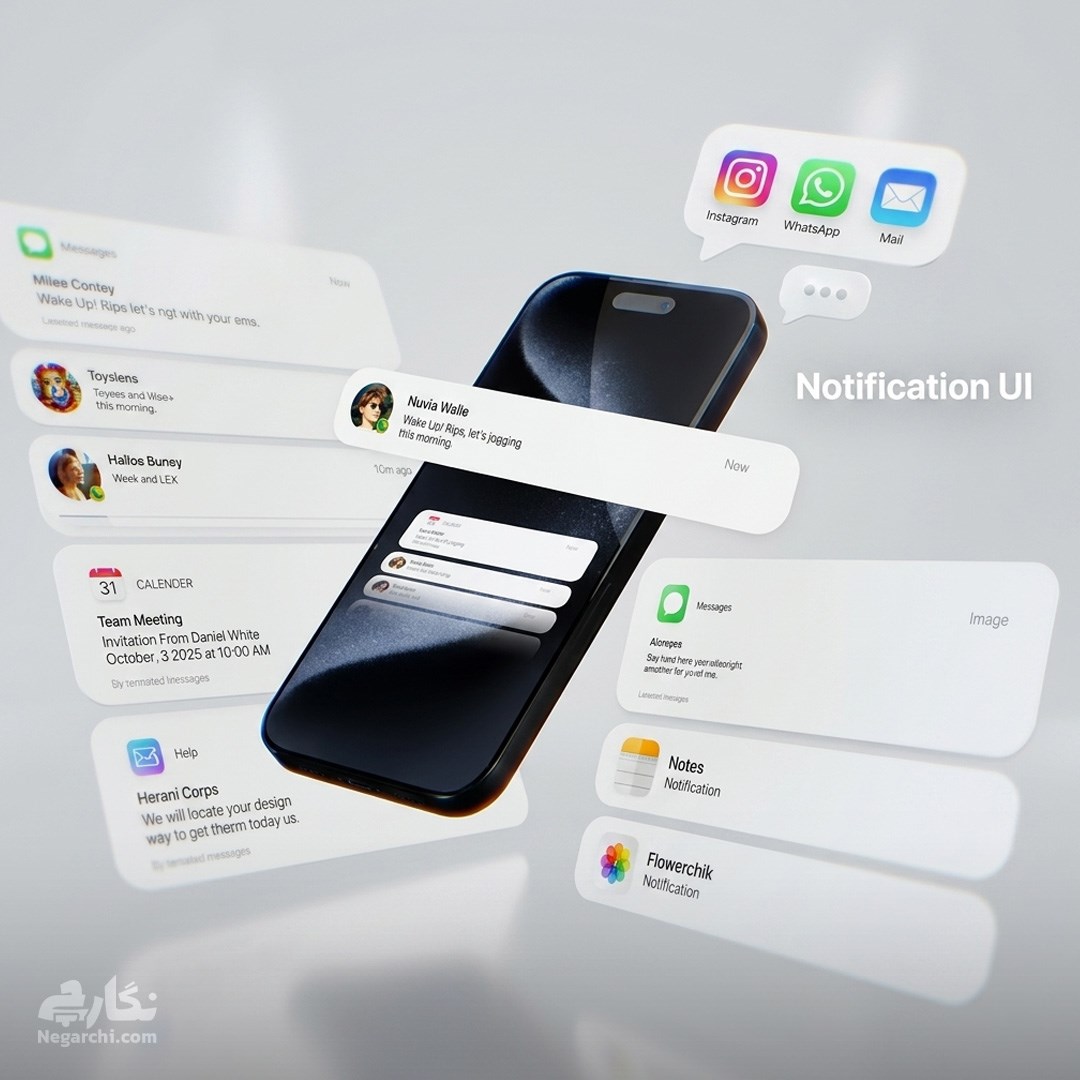 پک موشن گرافیک نوتیفیکیشن موبایل (UI) برای افترافکت