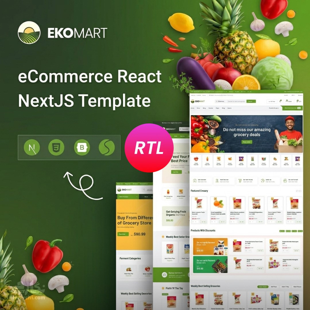 قالب HTML سایت فروشگاهی مدرن Ekomart اکومارت + نسخه راست‌چین (RTL)