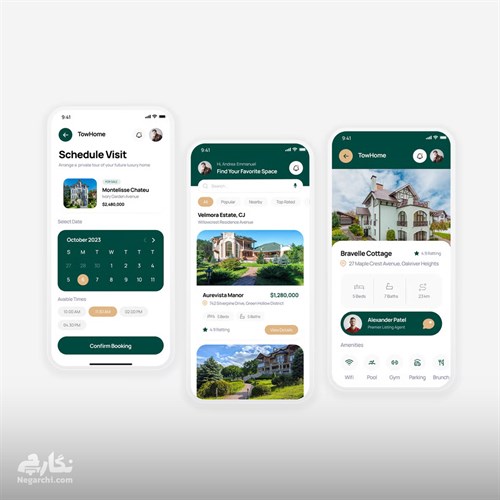 کیت رابط کاربری اپلیکیشن املاک مخصوص فتوشاپ و ایلاستریتور