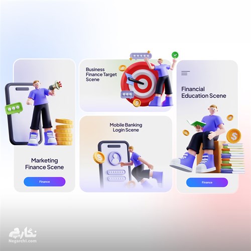 پک آیکن 3بعدی تجاری و امور مالی (Business and Finance)