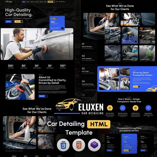 قالب شرکتی HTML سایت دیتیلینگ و خدمات خودرو Eluxen