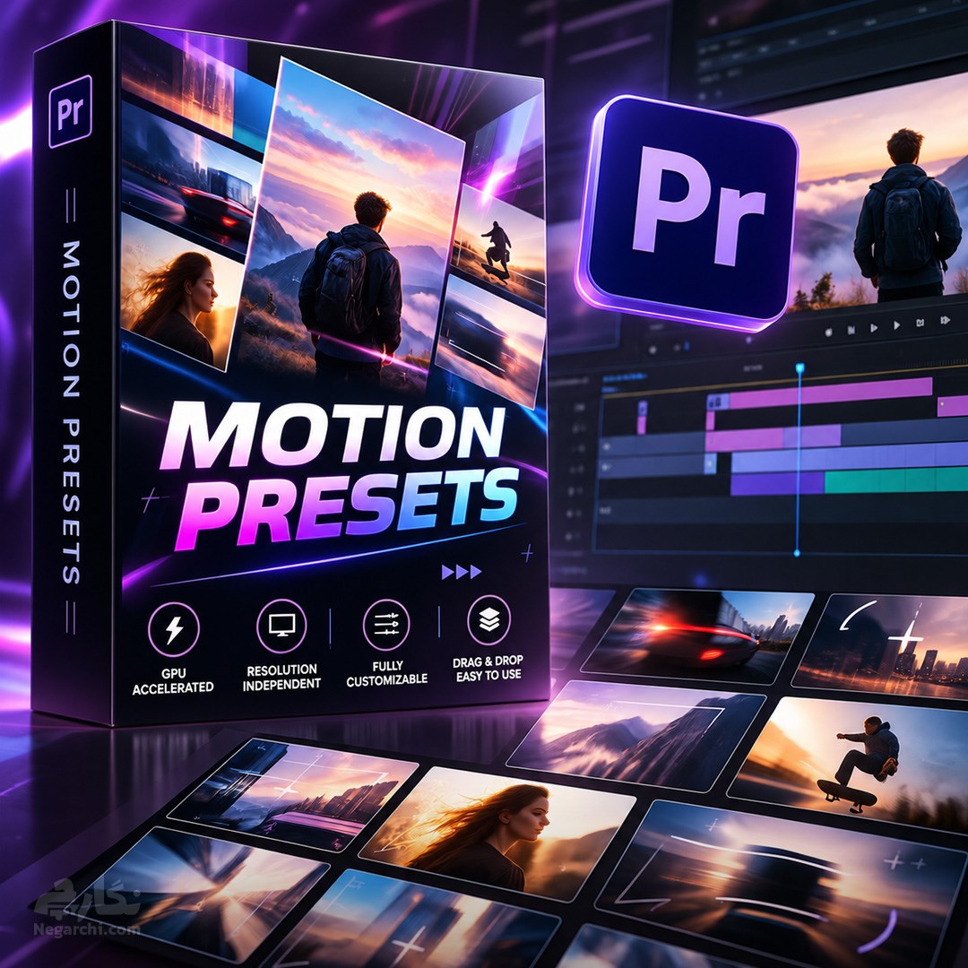 پک پریست انیمیشن، حرکت متن و دوربین مخصوص پریمیر Motion Presets